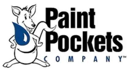 Le logo de la société Paint Pockets montre un kangourou tenant une goutte de peinture.