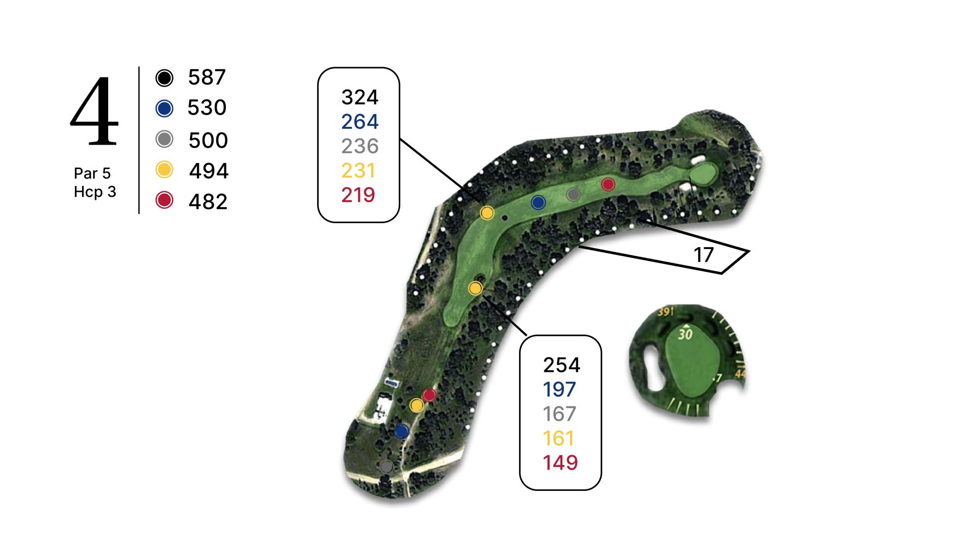Un mapa de un campo de golf con el número 4
