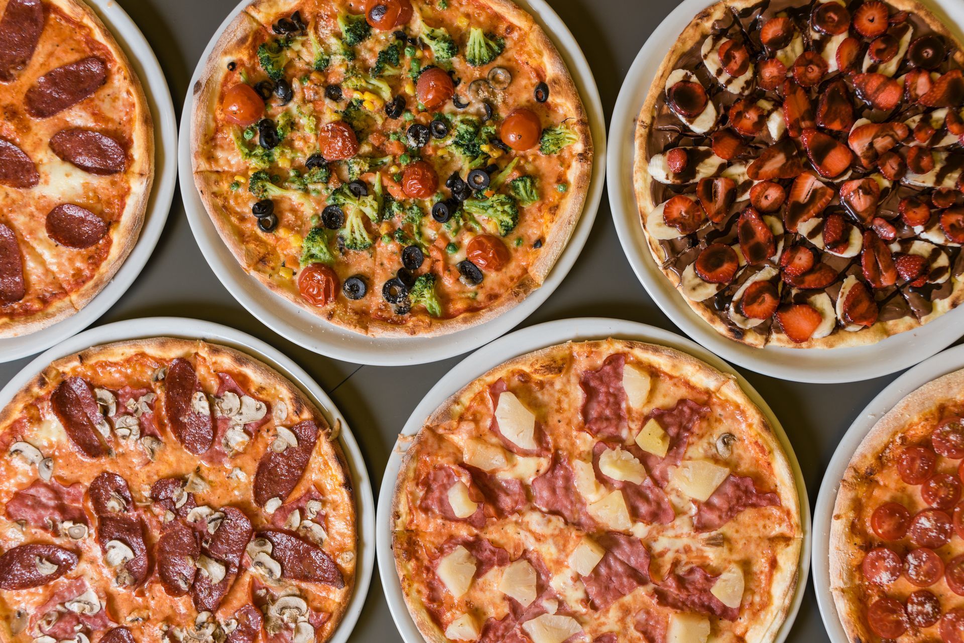 pizze con vari abbinamenti