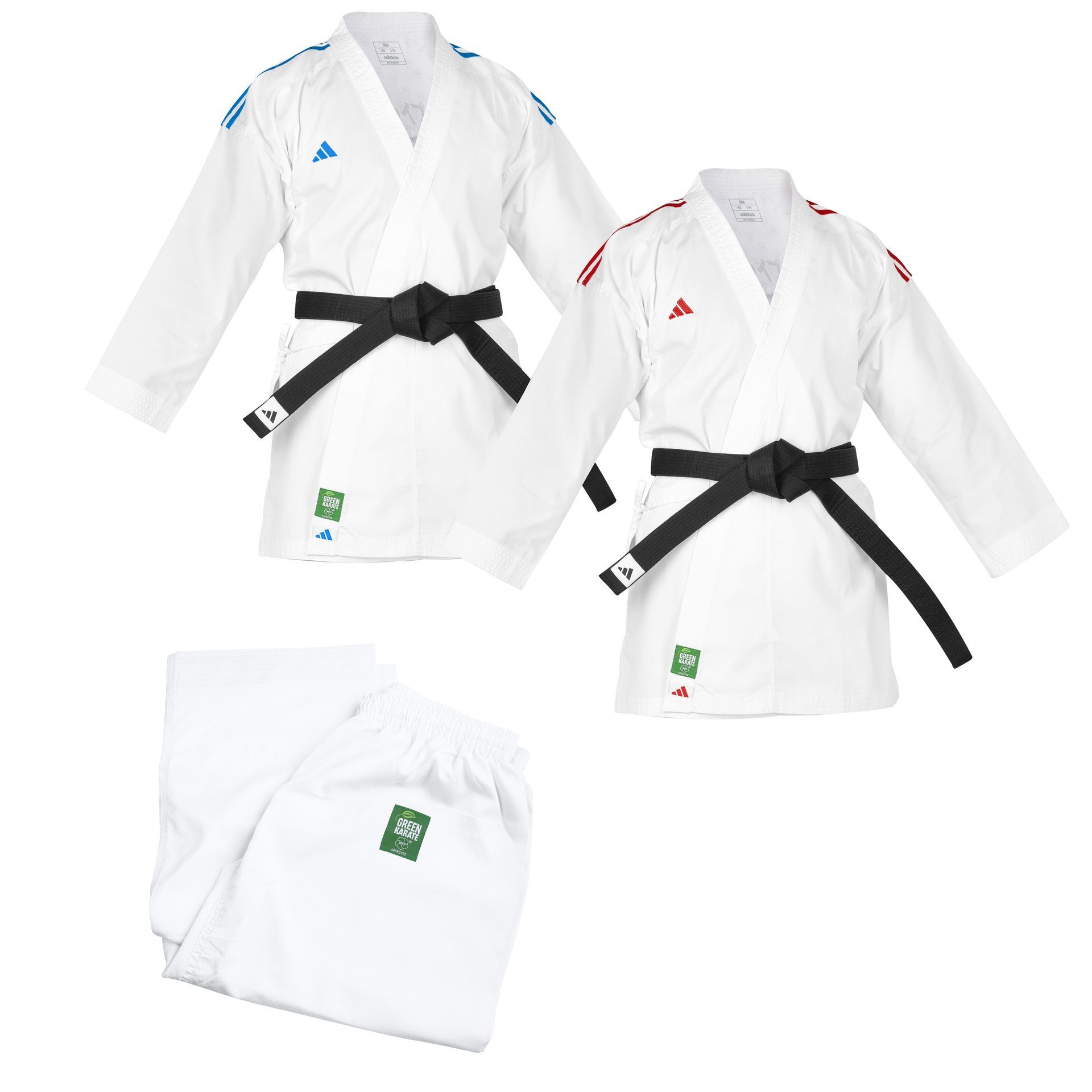 Adidas Karatepak Kumite K220 DNA WKF KIT — Rood/Blauw Set met Broek