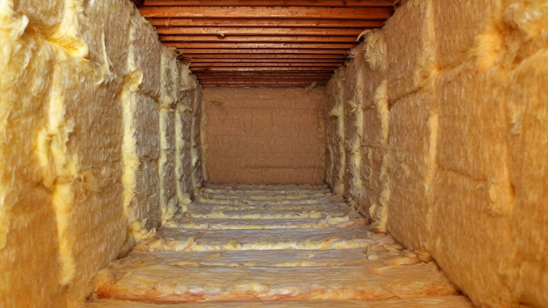 Interior of a rough-hewn tunnel with stone walls, wooden ceiling beams, and a dirt floor