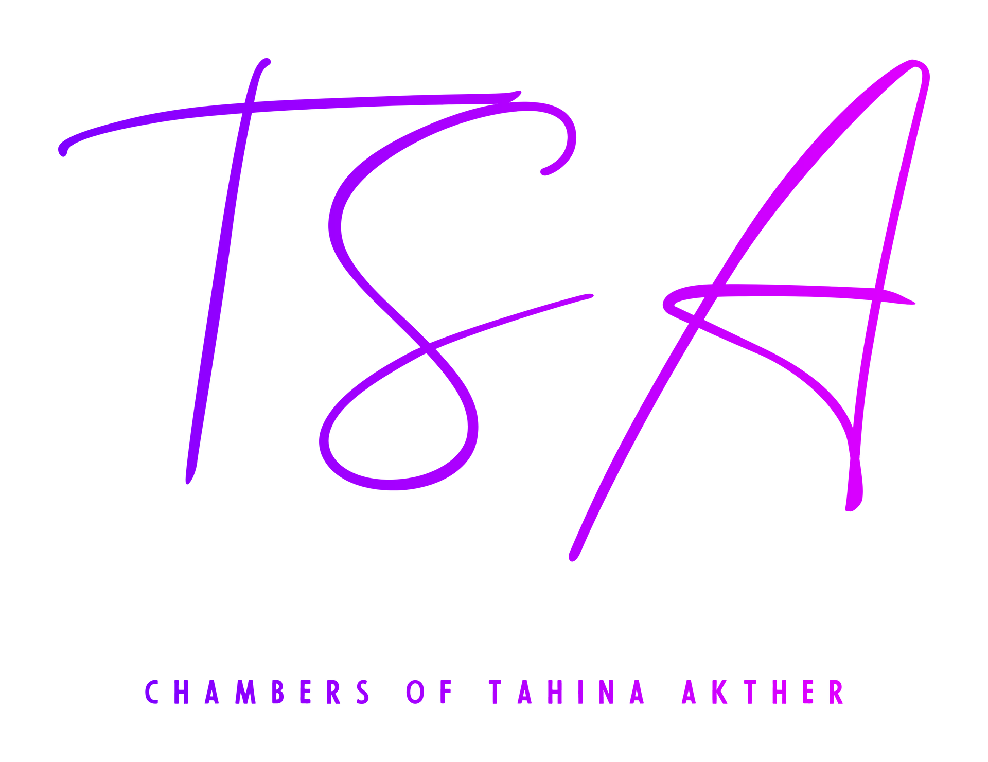 Purple TSA logo, script letters, with text 