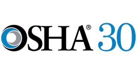 OSHA 30 logo with the word OSHA in black and the number 30 in blue.