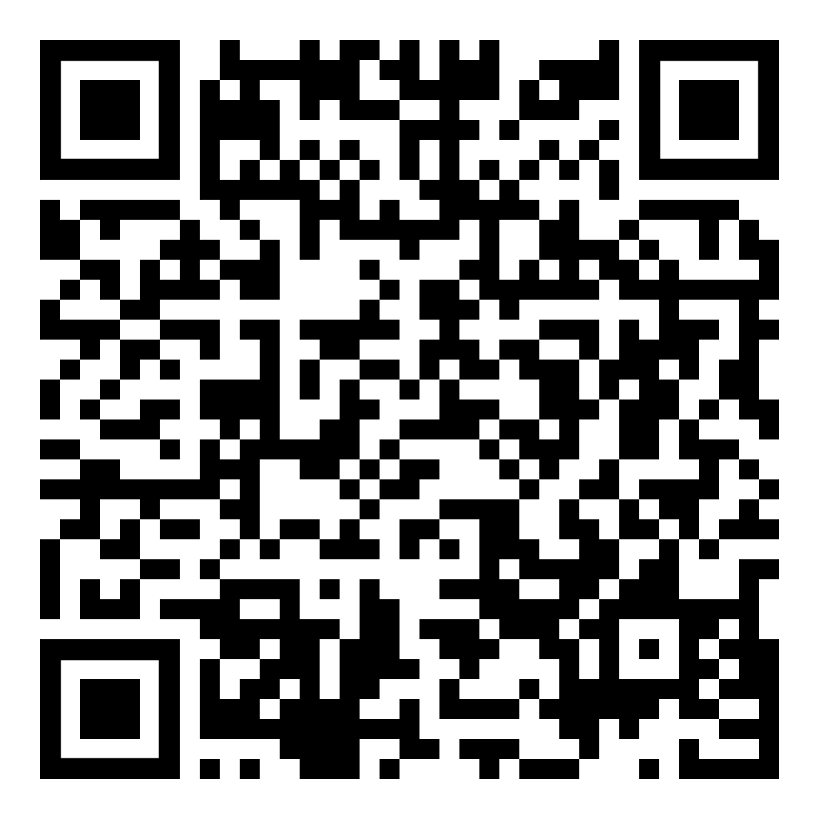 A black and white QR code square on a white background.
