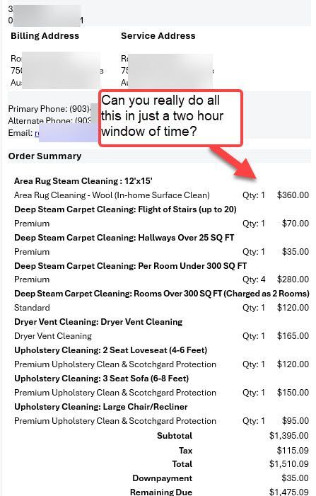 A screenshot of a billing address and service address