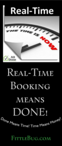 A poster that says real-time booking means done