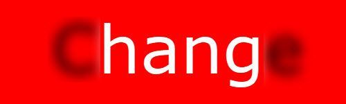 The word change is written in white on a red background.