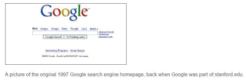 A picture of the original google search engine homepage back when google was part of stanford edu