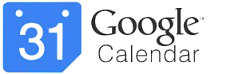 The google calendar logo is blue and white and says 31 google calendar.