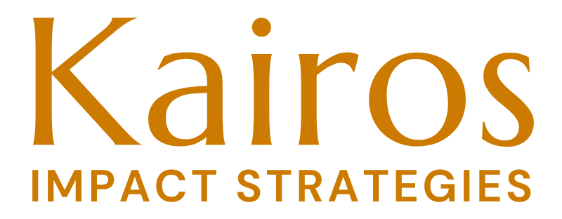 Kairos Impact Strategies logo in gold font.