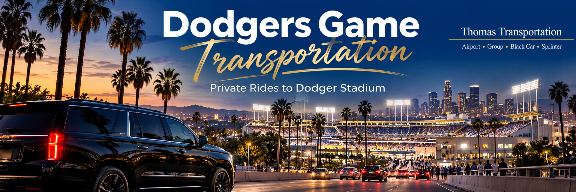 Going to a Dodgers game at Dodger Stadium? Book private Los Angeles transportation with Thomas Trans