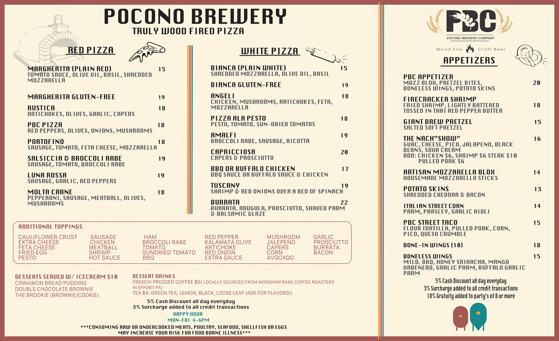 Pocono Brewery Company Menu