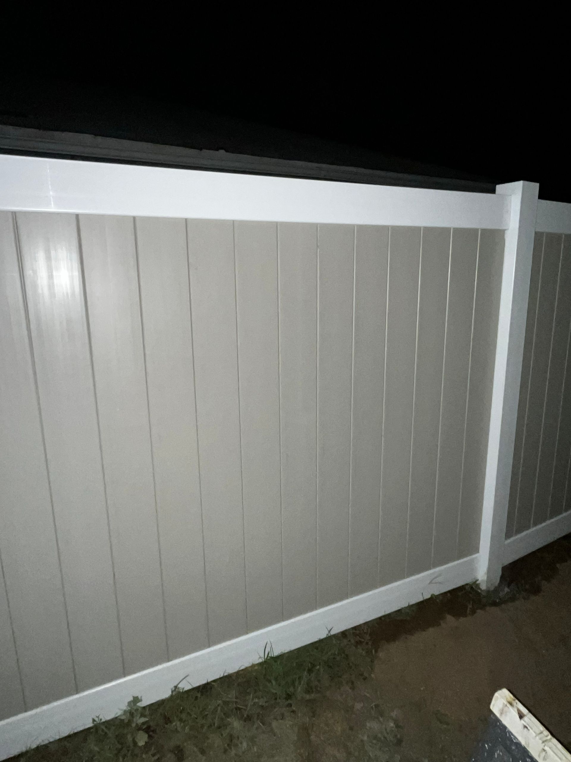 Finished white vinyl fence panel project in Burlington County NJ