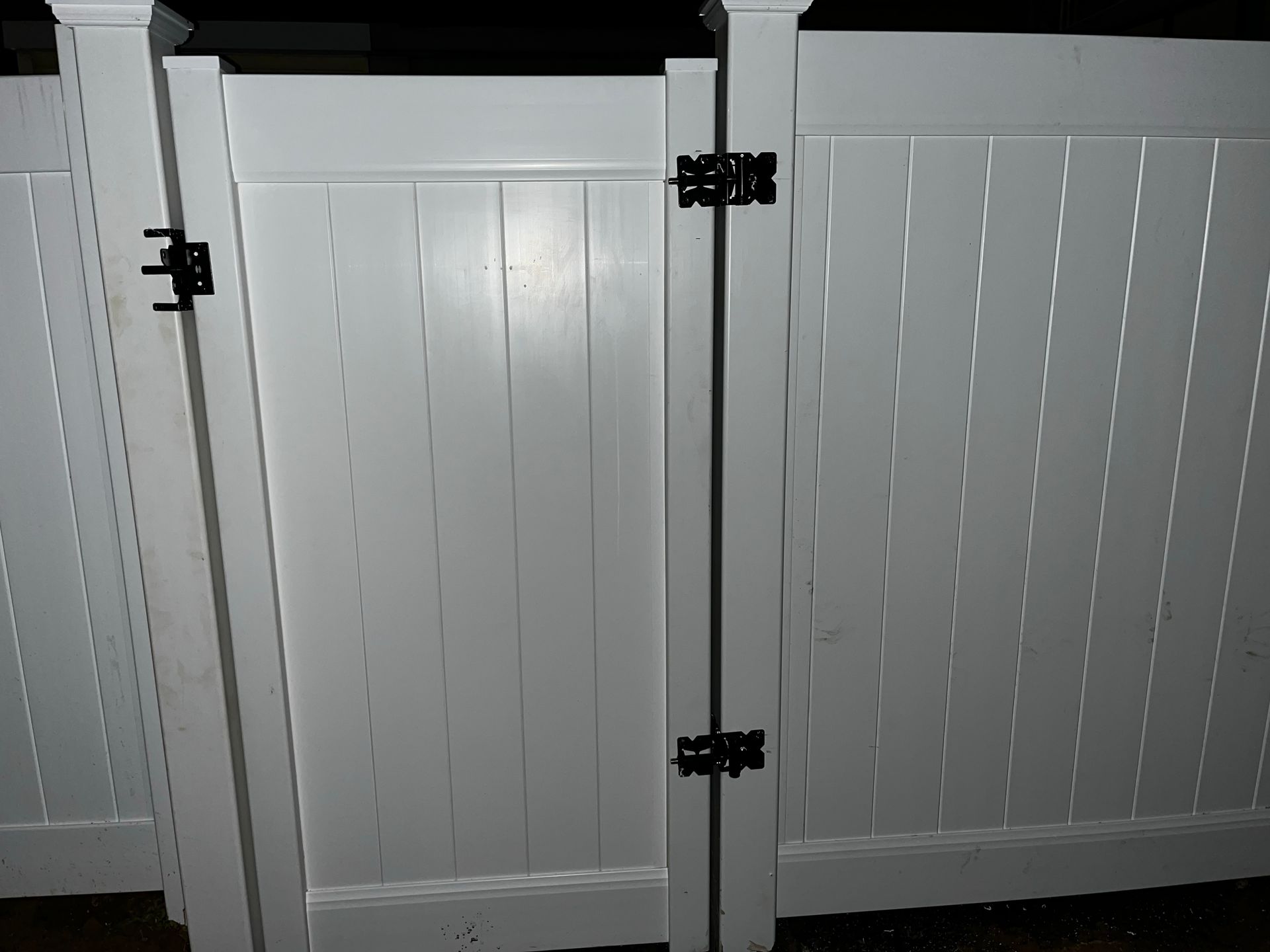 White vinyl privacy fence gate installation in Burlington County NJ