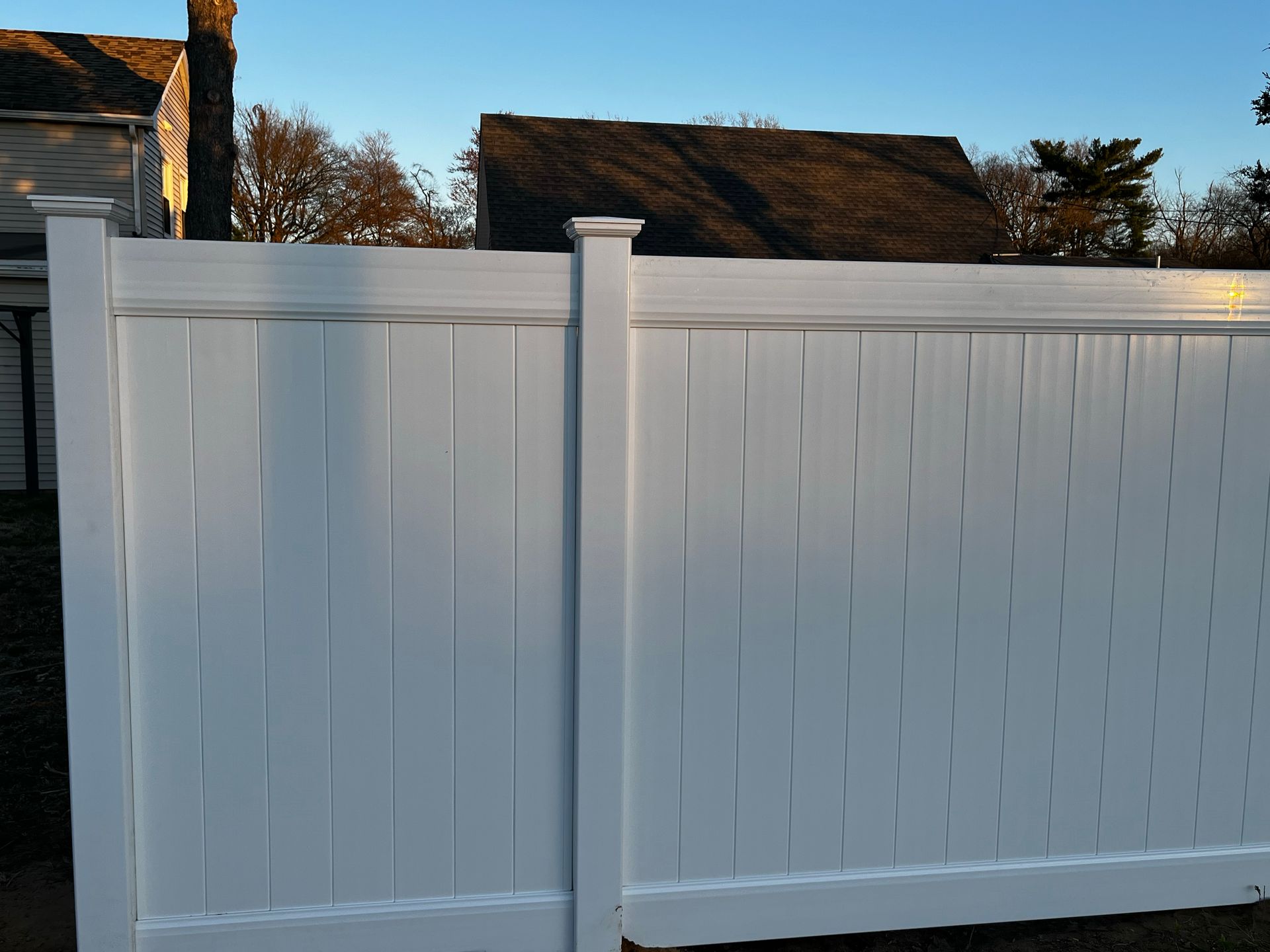 Residential white vinyl fence panel replacement in Burlington County NJ