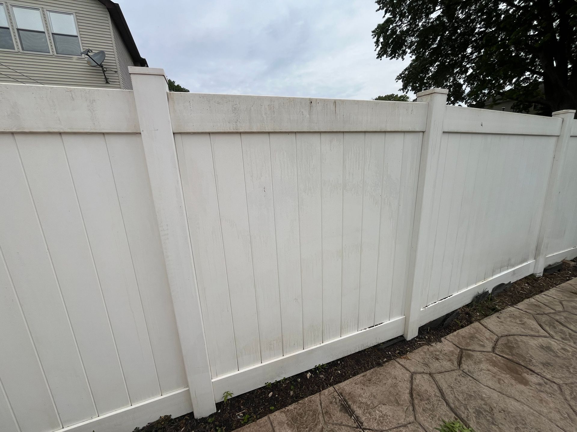 White vinyl fence panel replacement project in Burlington County NJ