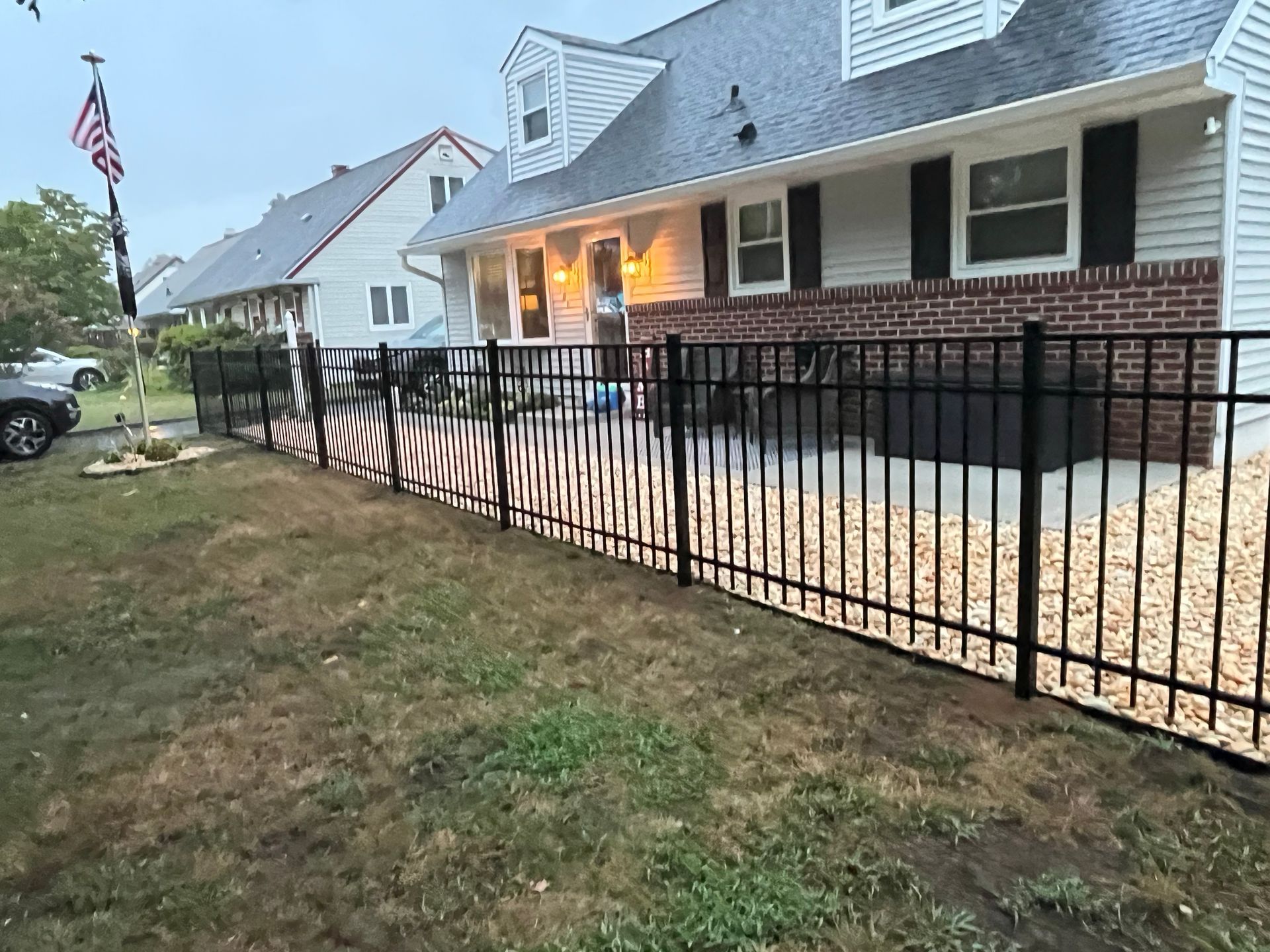 Decorative black aluminum fence line project in Burlington County NJ
