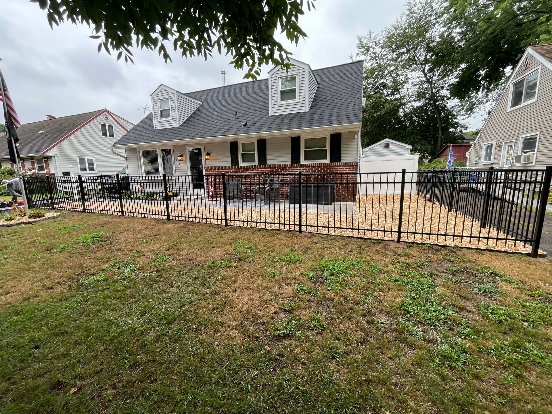 Wide decorative aluminum fence project at home in Burlington County NJ