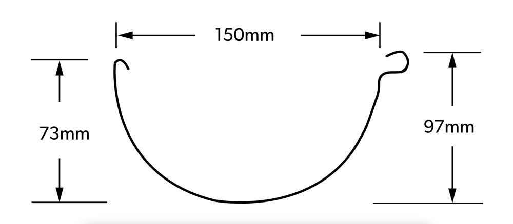 Drawing Of Half Round Gutter With Measurements — Central Coast Metal Roofing in Gosford, NSW