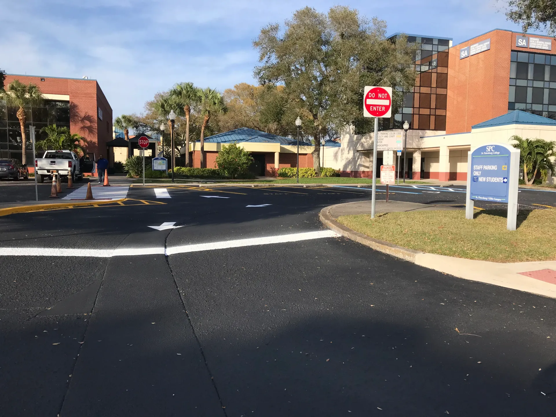 Completed Parking Lot Paving and striping at St. Petersburg College