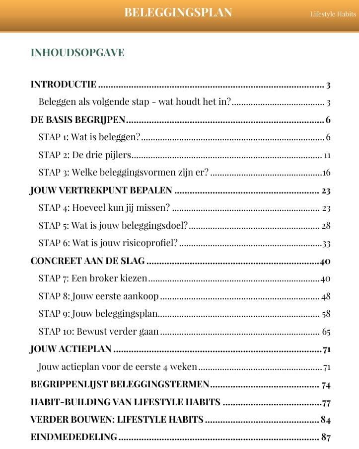 Beleggingsplan: beginnen met beleggen in 10 stappen. Cursus cover. Lifestyle Habits