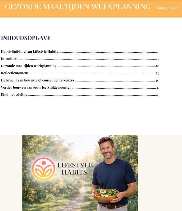Gezonde Maaltijden Weekplanning. Ebook cover. Lifestyle Habits