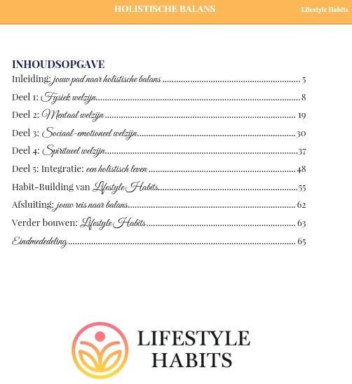 Holistische Balans: jouw gids voor meer balans, veerkracht en welzijn. Ebook cover. Lifestyle Habits
