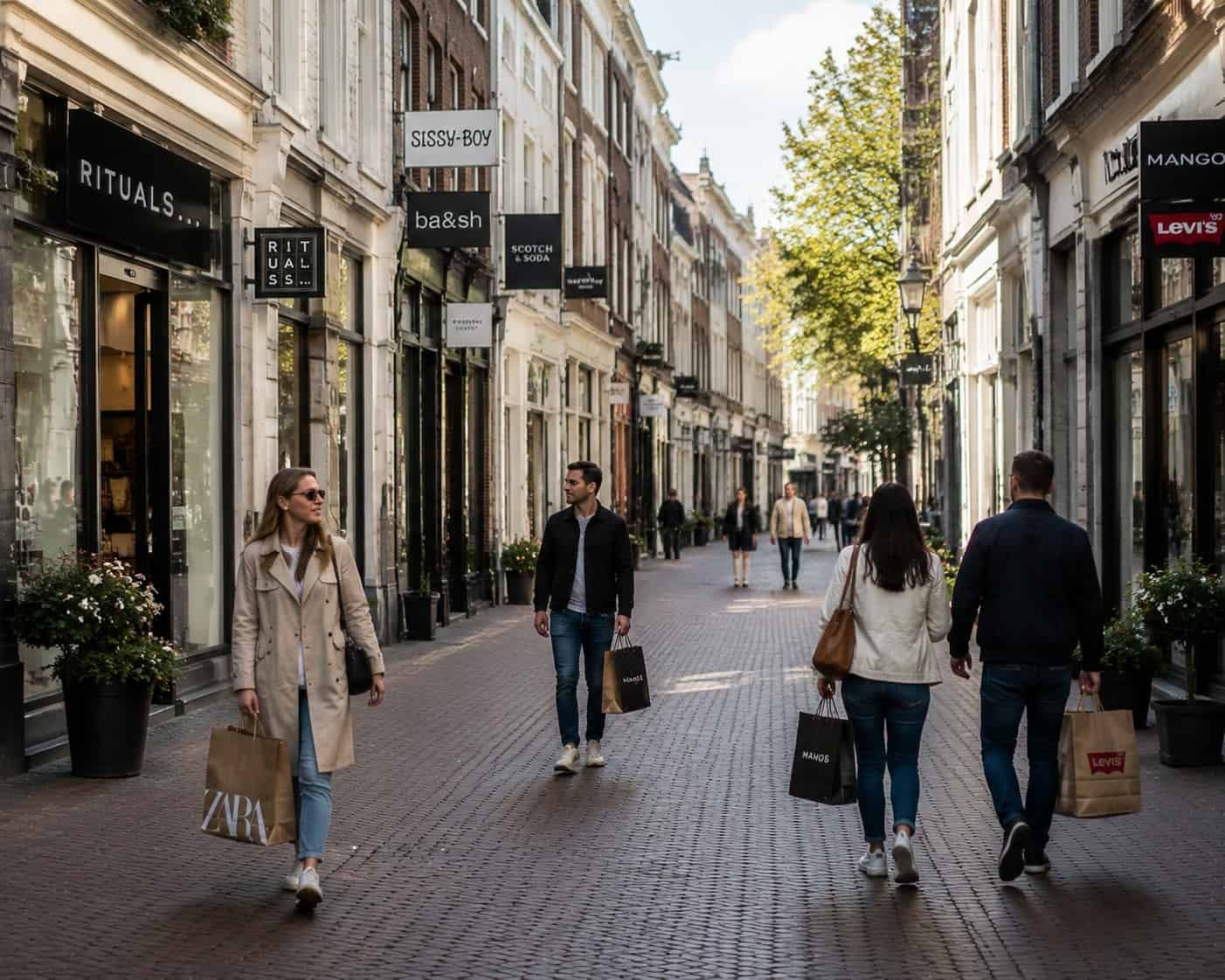Winkelend publiek in een standscentrum, symbool voor consumentenbestedingen en economische groei in