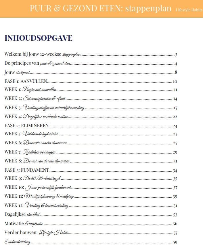 Puur & Gezond Eten: 12-weekse stappenplan. Ebook cover. Lifestyle Habits