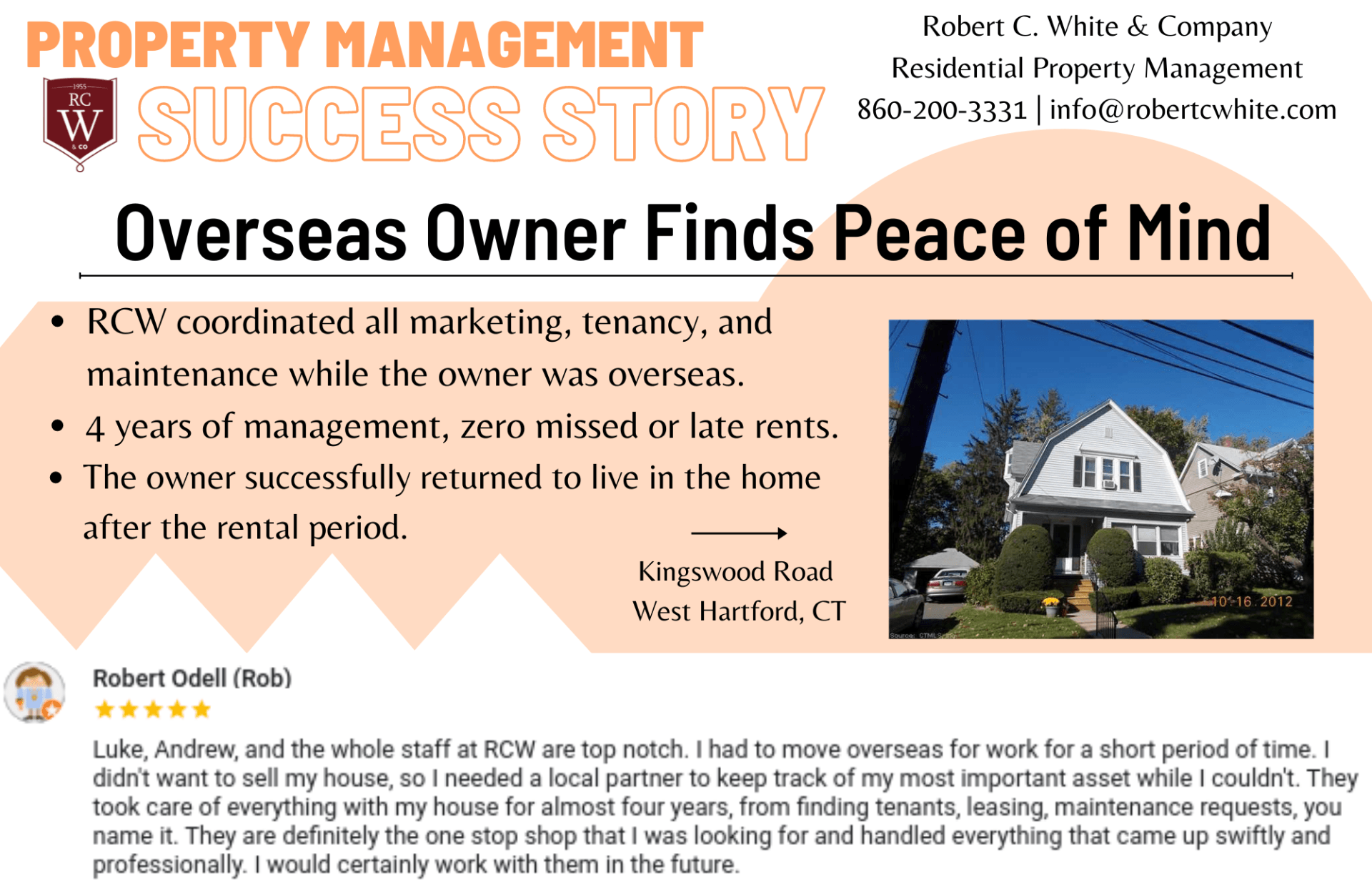 A newspaper article about overseas owner finds peace of mind