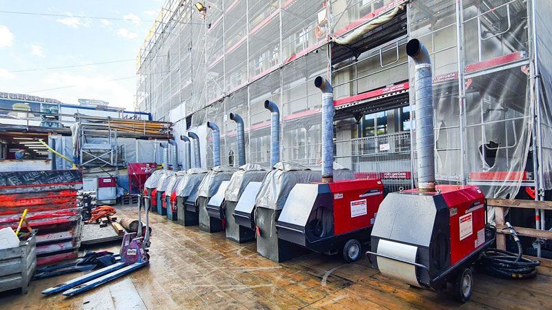 Mobile Öl-Heizung im Einsatz