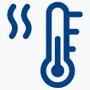 Ein Thermometer und blaue Wellenlinien
