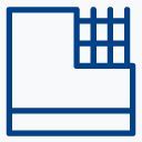 Icon eines rechteckigen Konstrukts mit Gitterlinien