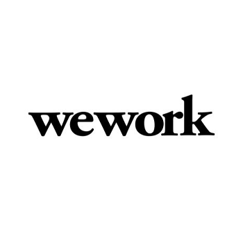 A black and white logo for wework on a white background.