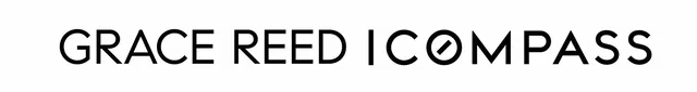 A black and white logo for grace reed compass