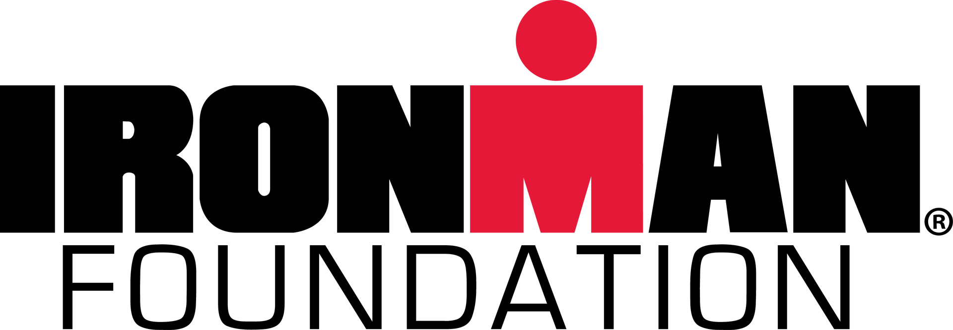 A black and red logo for the ironman foundation