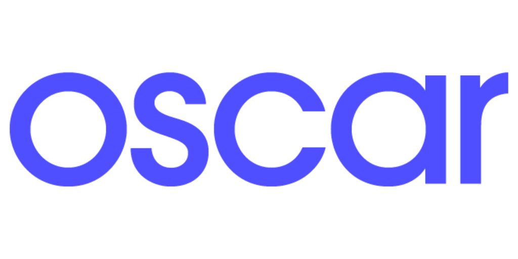 The oscar logo is blue and white on a white background.