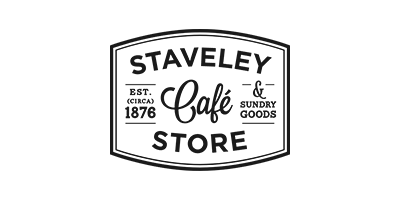 A black and white logo for a cafe and sunday goods store.