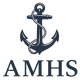 Dark blue anchor with rope, "AMHS" text below.