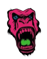 A hot pink gorilla head.
