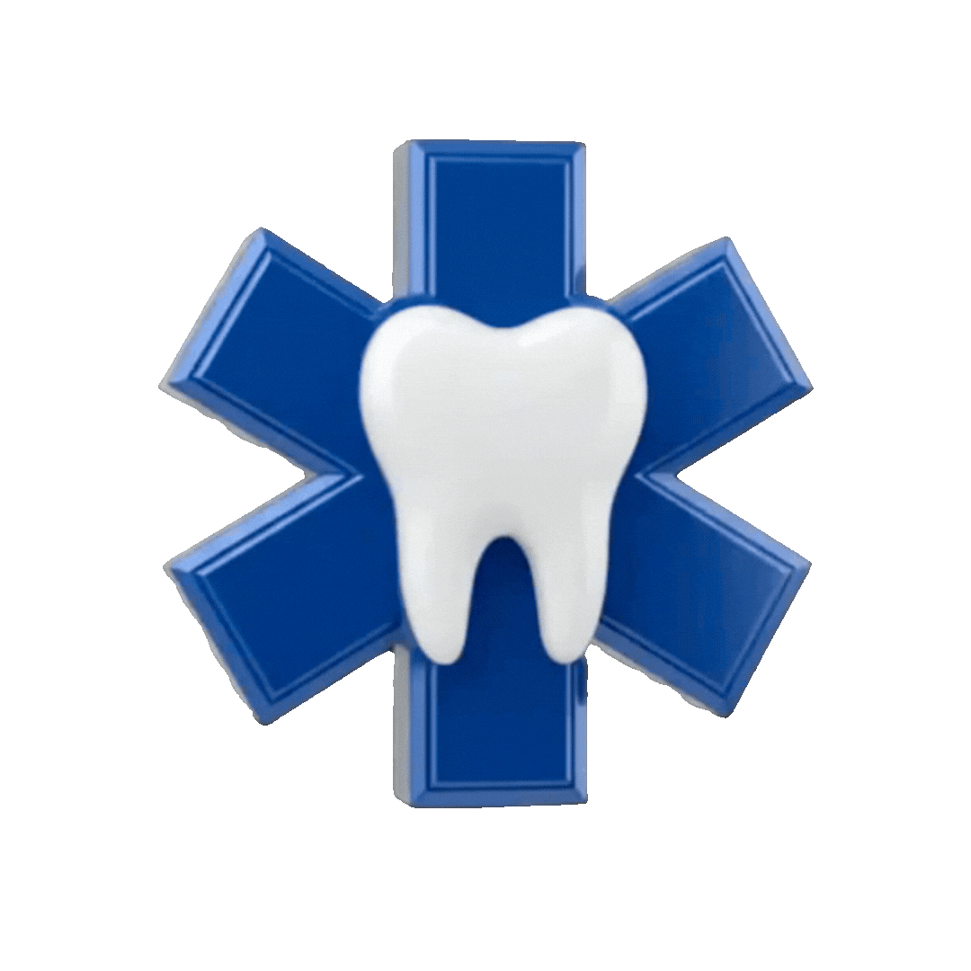 Blue dental star with a white tooth at the center, symbolizing dental care.