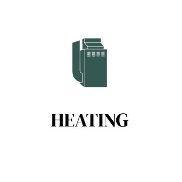 A logo for heating with a picture of a heater on a white background.