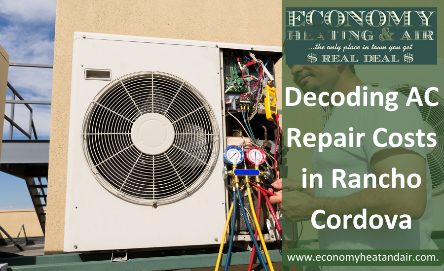 An ad for decoding ac repair costs in rancho cordova