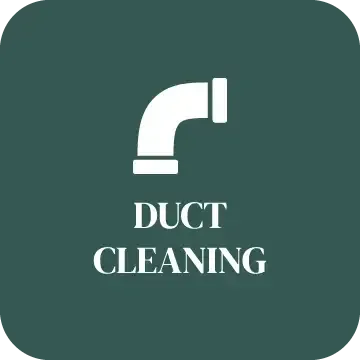 A white duct cleaning icon on a green background.