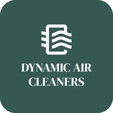 A logo for dynamic air cleaners on a green background.