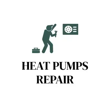 A man is working on a heat pump with a toolbox.