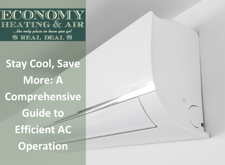 An advertisement for economy heating and air with a picture of an air conditioner