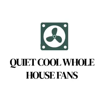 The logo for quiet cool whole house fans shows a fan in a square.