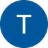 A blue circle with a white letter t inside of it.