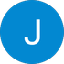 The letter j is in a blue circle on a white background.
